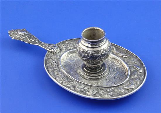 A 19th century Chinese silver chamber stick, 5.5 oz.
